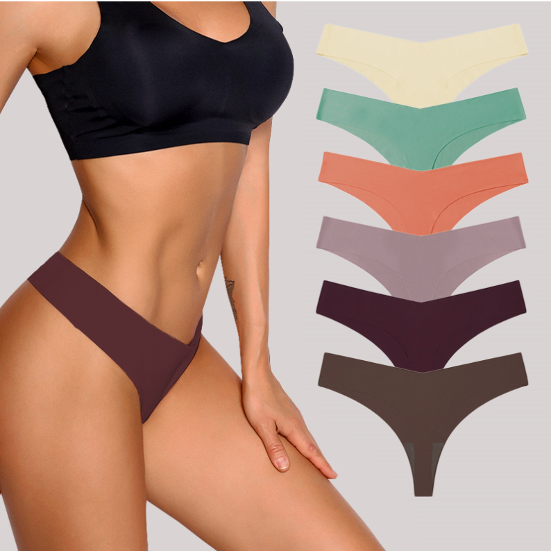 5 Pack Seamless Thongs Underwear Ice Silk Comfy G-string Panties Lingerie Women’s panties