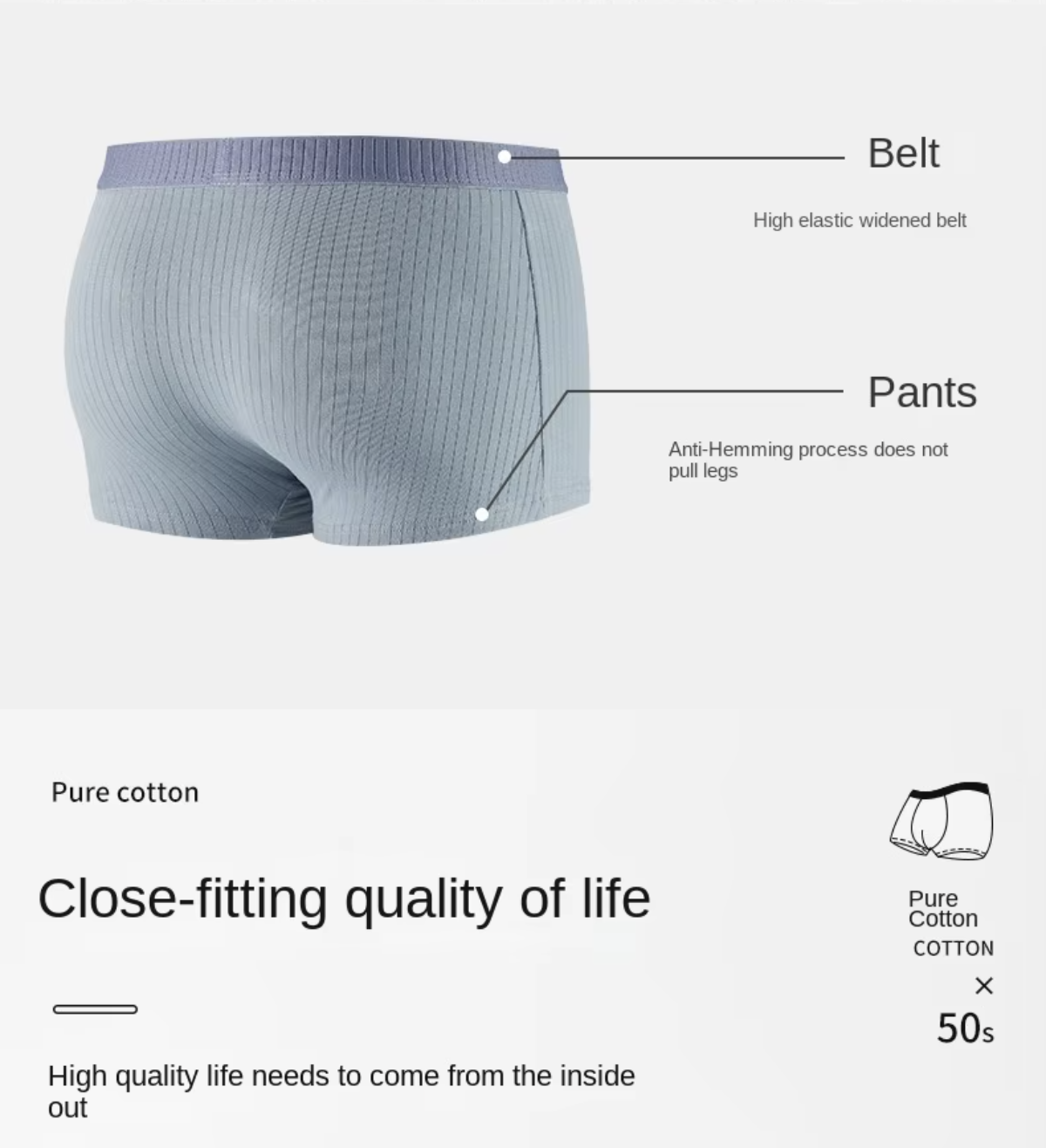 4Pcs Men's Underwear Men's Pure Cotton Boxer Briefs Cotton Antibacterial Crotch Trendy Personality Boxer Shorts