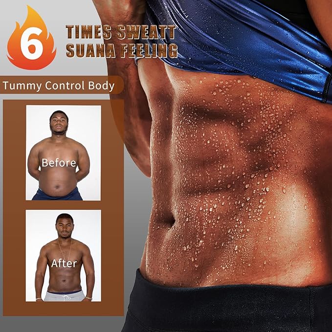 Sauna Sweat Suits Shirt Waist Trainer for Men Compression Vest Workout Gym Clothes Sweat Enhancer Short Sleeve