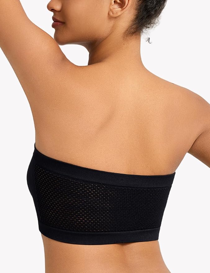 2pcs Set, EssElegance, Solid Color Tube Top, Women's Underwear, Mesh Hole, Anti-slip, High Elasticity, Breathable, Strapless, Seamless, No Steel Ring