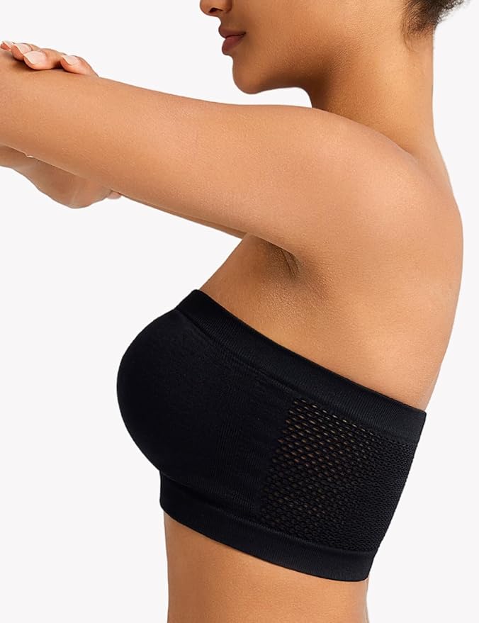 2pcs Set, EssElegance, Solid Color Tube Top, Women's Underwear, Mesh Hole, Anti-slip, High Elasticity, Breathable, Strapless, Seamless, No Steel Ring