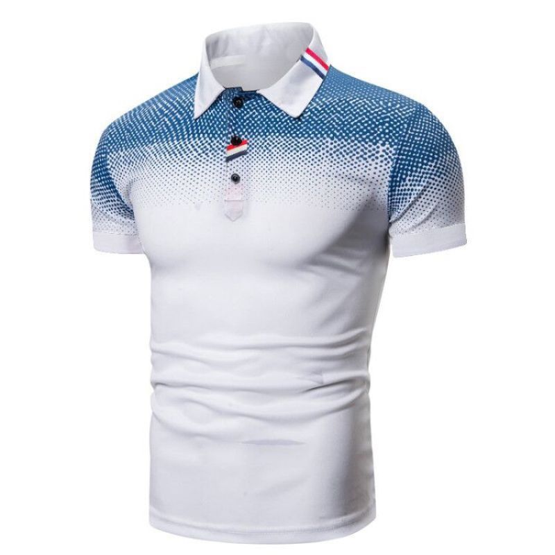 Men's Casual Short Sleeve Polo Shirt with Bold Geometric Print - Breathable Summer Streetwear, Regular Fit, Easy Care for Everyday Comfort man clothes
