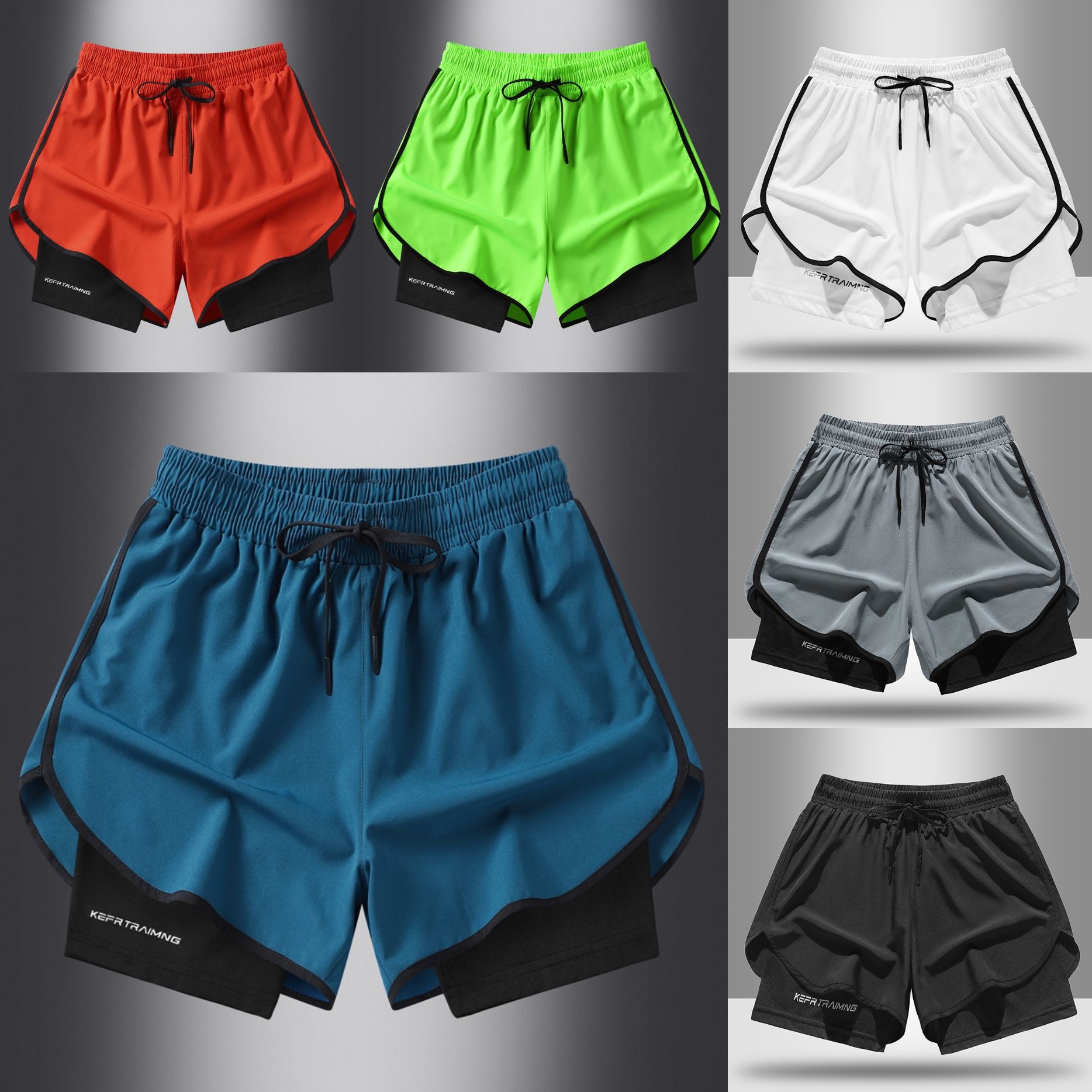 Men's summer sports shorts quick drying running training fitness lining  shorts Marathon track loose men’s sports shorts trouser