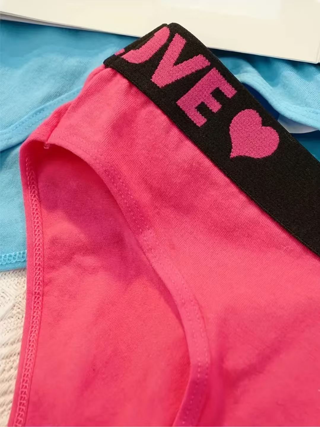 5pcs cotton Seamless Letter Print Color Block Panties Briefs, Comfy Breathable Stretchy Women's Lingerie Underwear
