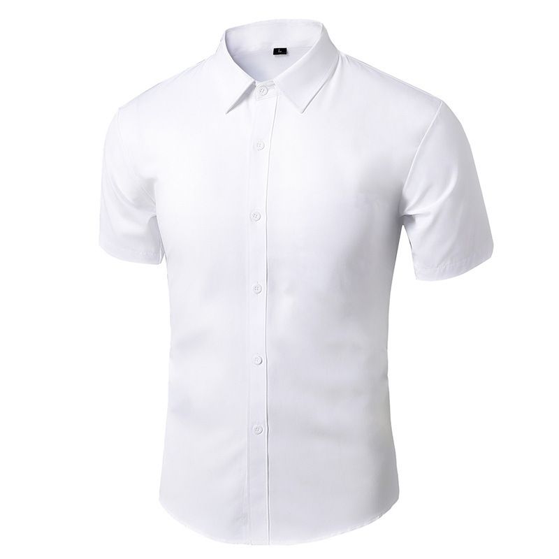Men's Satin Casual Suit Shirt Short-Sleeved Business Formal Print Workwear Breathable Professional Work Attire