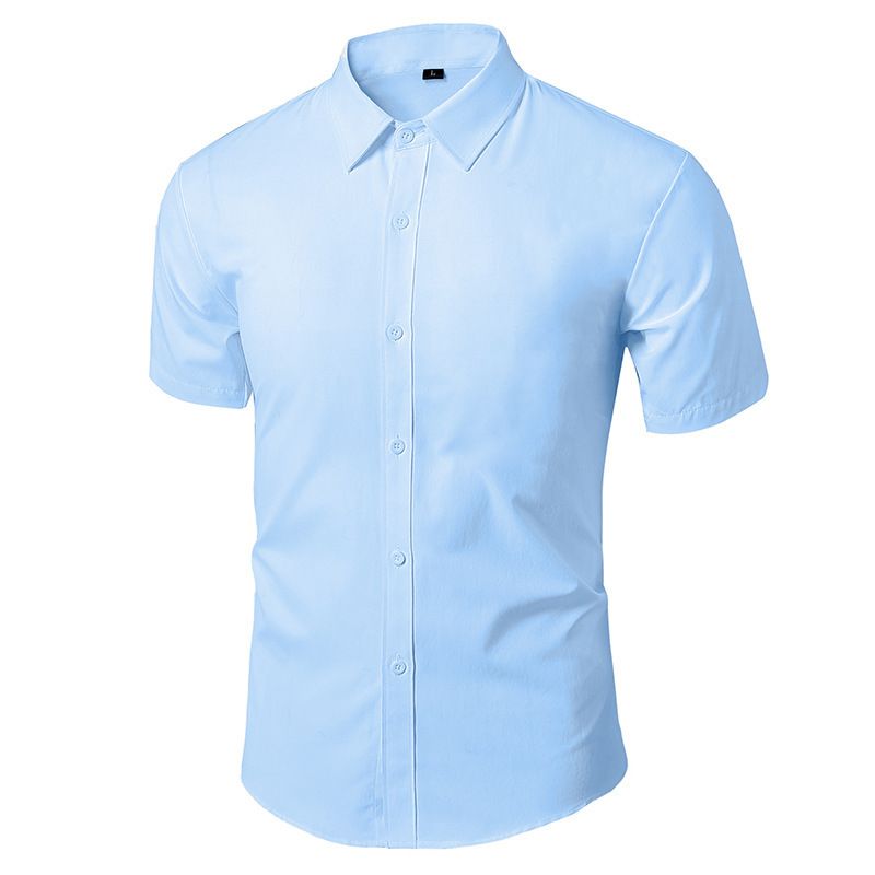Men's Satin Casual Suit Shirt Short-Sleeved Business Formal Print Workwear Breathable Professional Work Attire