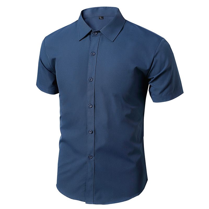 Men's Satin Casual Suit Shirt Short-Sleeved Business Formal Print Workwear Breathable Professional Work Attire