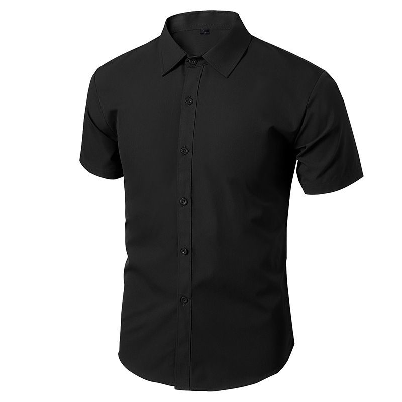 Men's Satin Casual Suit Shirt Short-Sleeved Business Formal Print Workwear Breathable Professional Work Attire