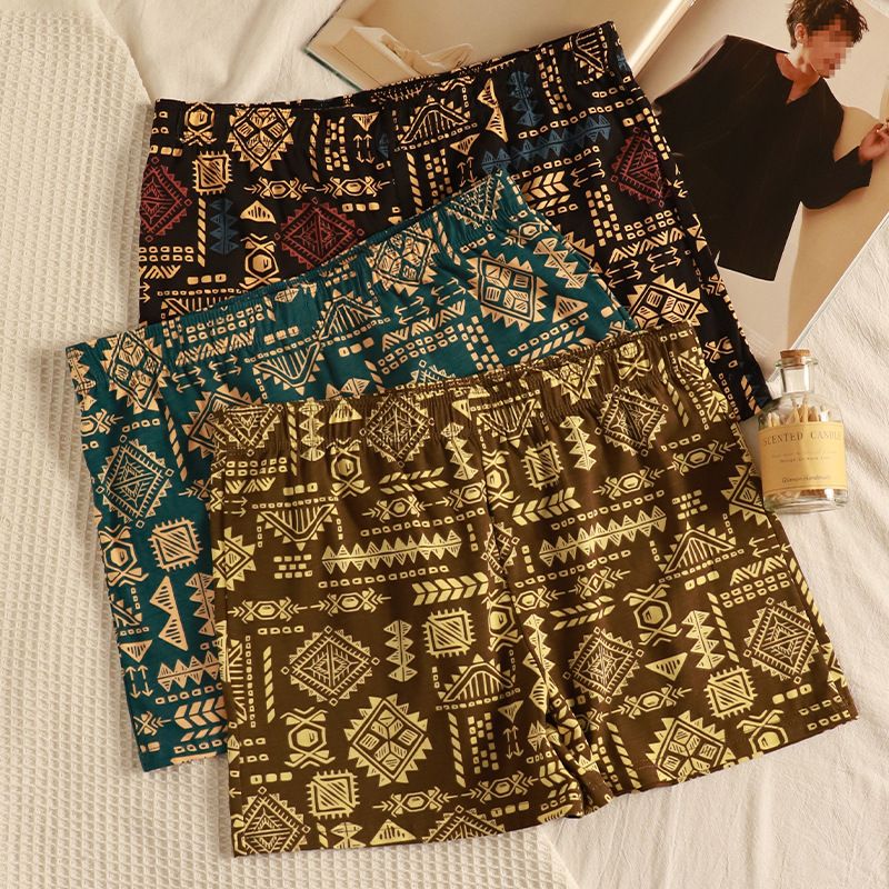 3Pcs Men's Aloha Pants - American Retro Ethnic Style Summer Breathable Trendy Boxer Shorts