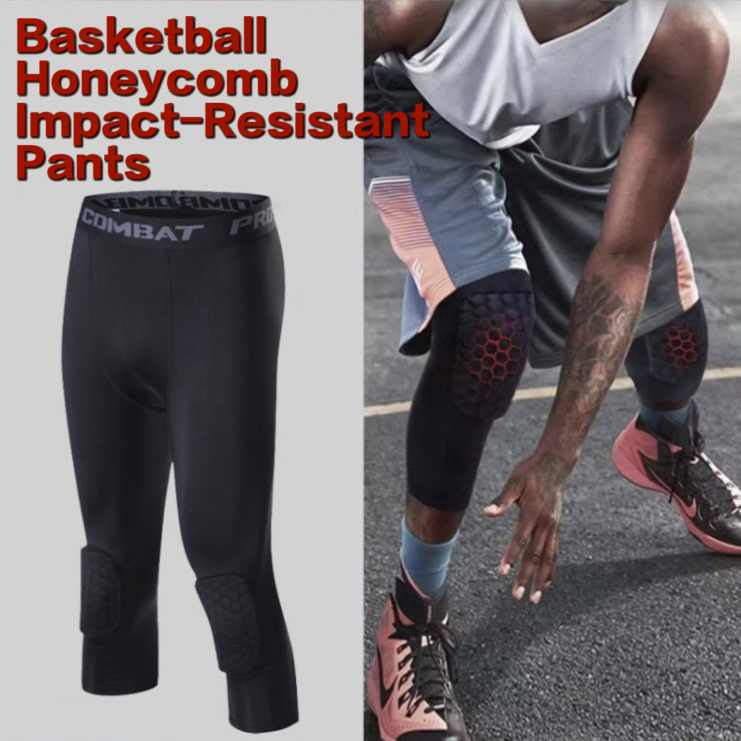 Men Basketball Leggings Pants with Knee Pads 3/4 Capri Compression Tights Pants Sports Athletic Baselayer Trouser Man