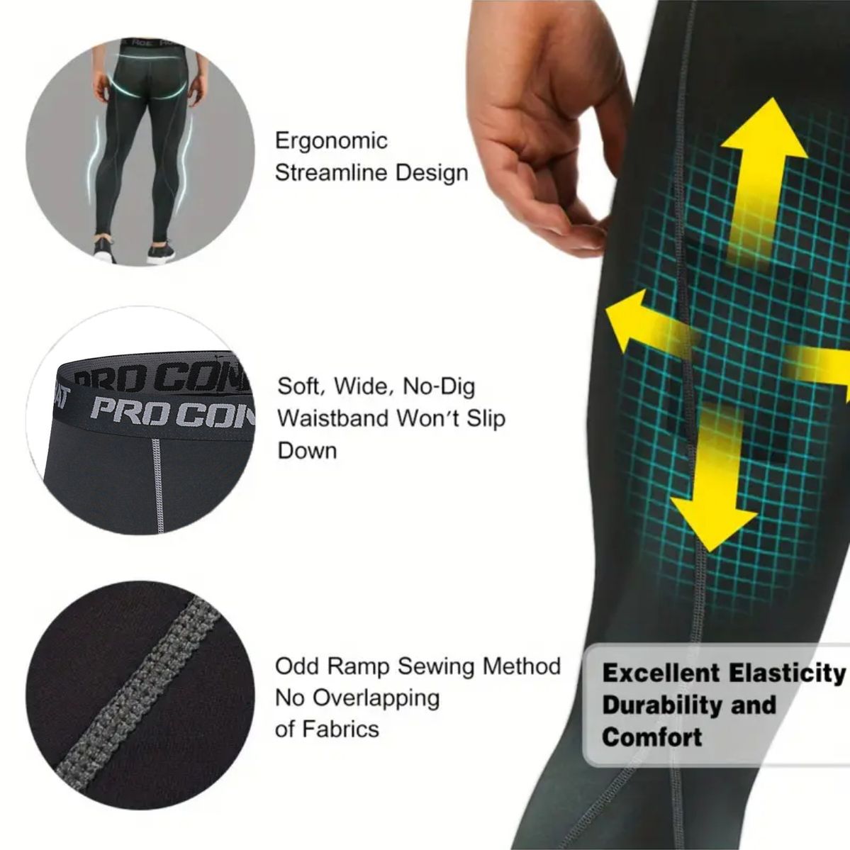 1Pc Men's Quick-Dry Breathable High-Elastic Compression Long Pants for Running, Yoga, Volleyball, and Sports Trouser Man For Father's Day Gift