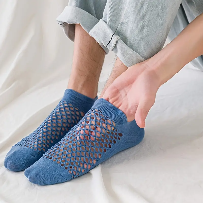 Comfy 5 Pairs Cotton Mesh No Show Socks - Breathable Sweat Resistant Anti-odor Socks for Spring Summer Outdoor Fitness Running