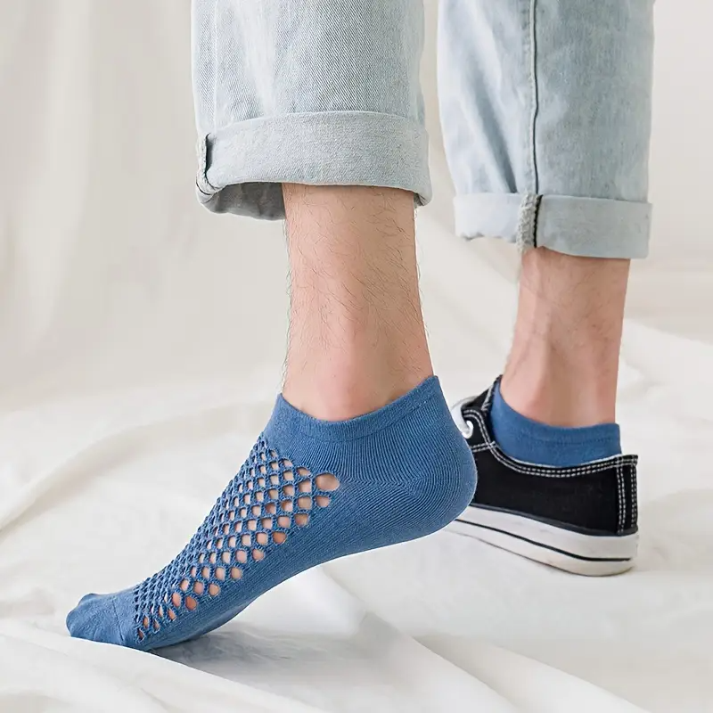 Comfy 5 Pairs Cotton Mesh No Show Socks - Breathable Sweat Resistant Anti-odor Socks for Spring Summer Outdoor Fitness Running