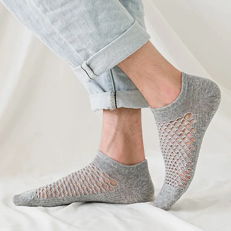 Comfy 5 Pairs Cotton Mesh No Show Socks - Breathable Sweat Resistant Anti-odor Socks for Spring Summer Outdoor Fitness Running