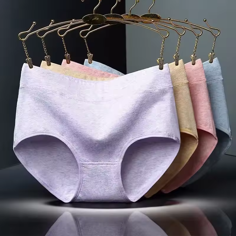 5 Pack Pure Cotton Women middle waist Underwear Panties For Ladies Seamless Plain Lingerie Hipster
