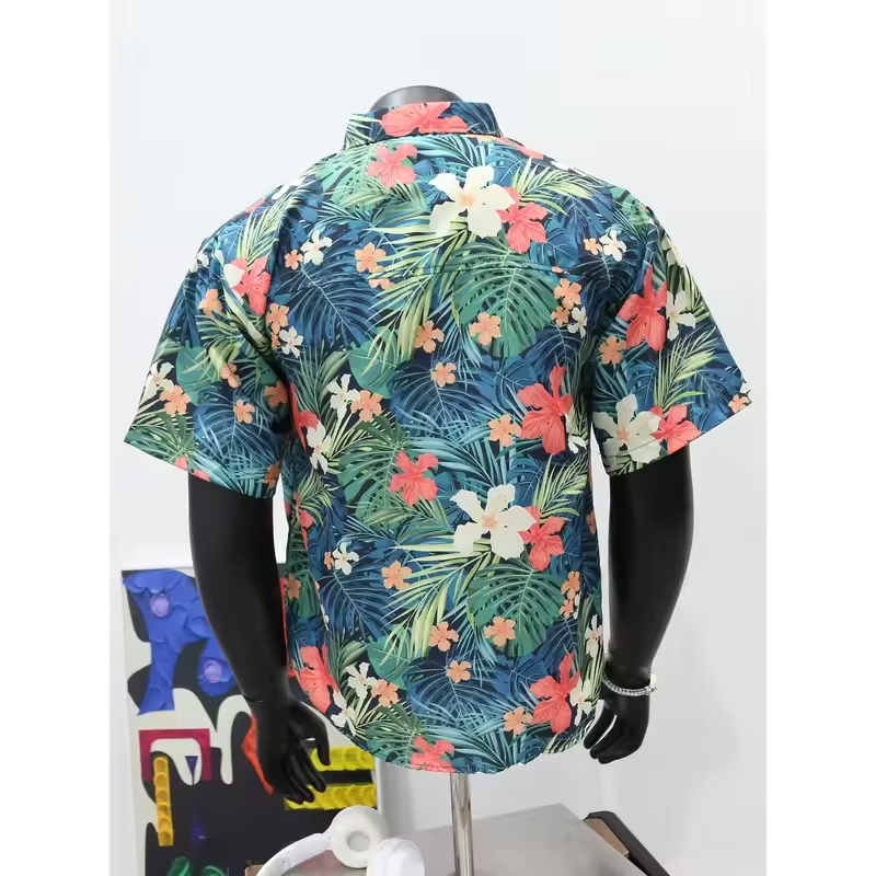 Men's Short Sleeve Coconut Tree Flowers Shirts Casual Vintage Newspaper Print Vacation Hawaiian Shirts