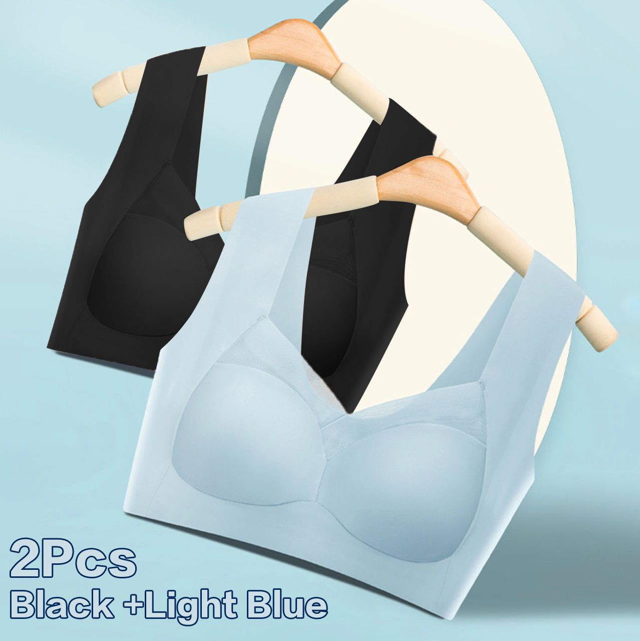 2PCS Contrast Mesh Wireless Bra, Comfy & Breathable Push Up Tank Bras, Women's lingerie & Underwear