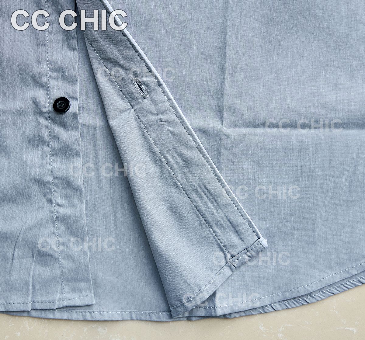 Trendy Men's Shirt Top Band Collar Short Sleeves Closure Button Up Regular Fit Solid Male Casual Shirt For Daily Summer, Men's Clothing