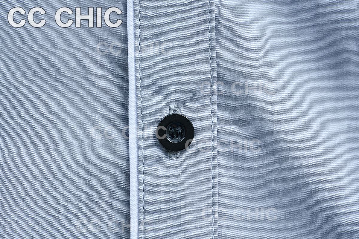 Trendy Men's Shirt Top Band Collar Short Sleeves Closure Button Up Regular Fit Solid Male Casual Shirt For Daily Summer, Men's Clothing