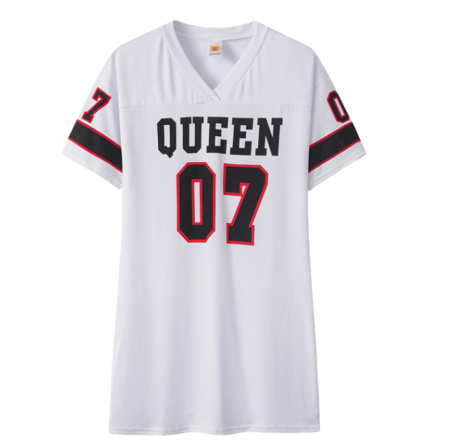 Women's 3D Typography V-Neck T-Shirt Dresses - Breathable Casual Lounge Loose Girls Short Sleeve Ladies Dresses