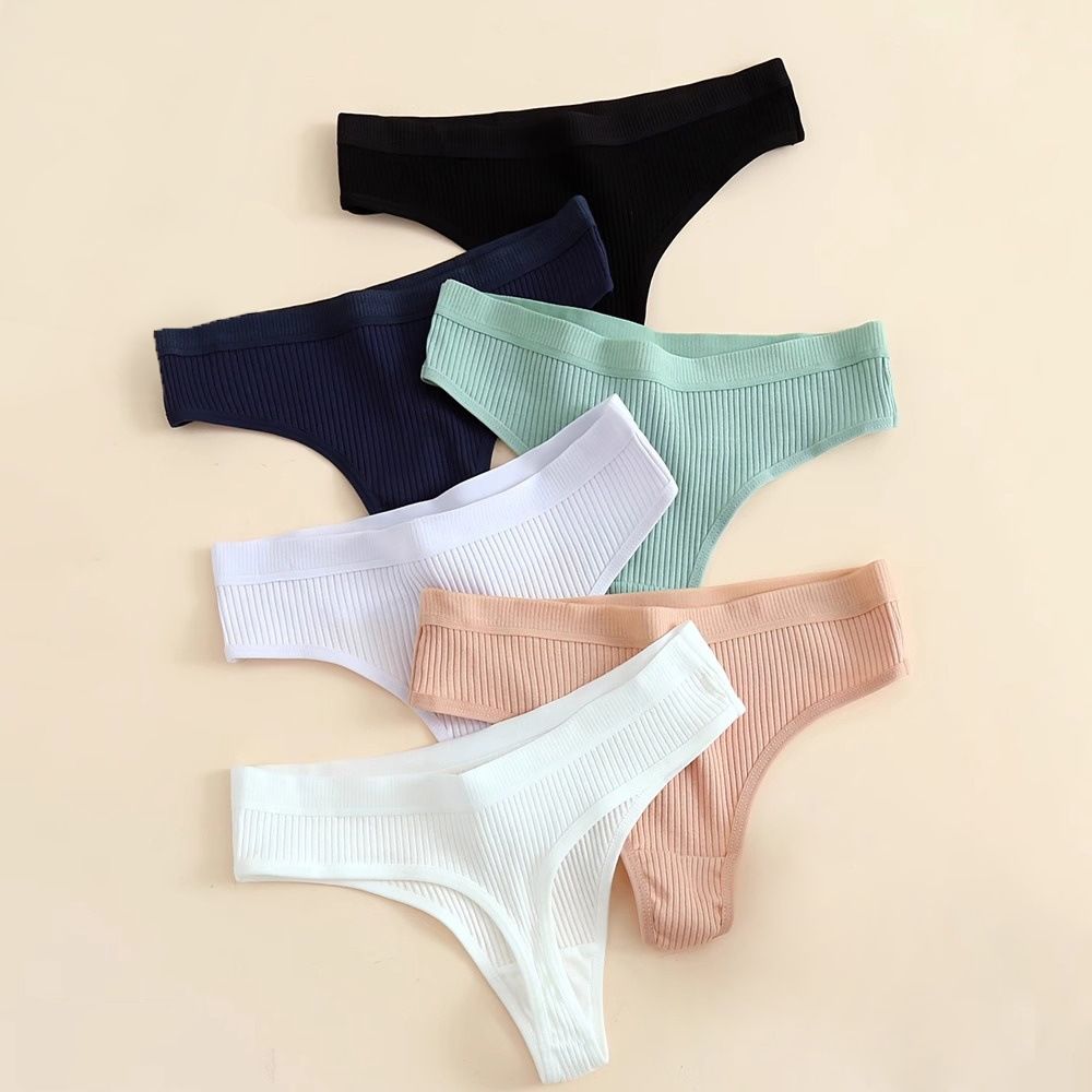 6-Pack Women's Seamless Ribbed Sports Panties, Breathable & Comfortable, Premium Cotton Blend Underwear for Daily Wear and Sports