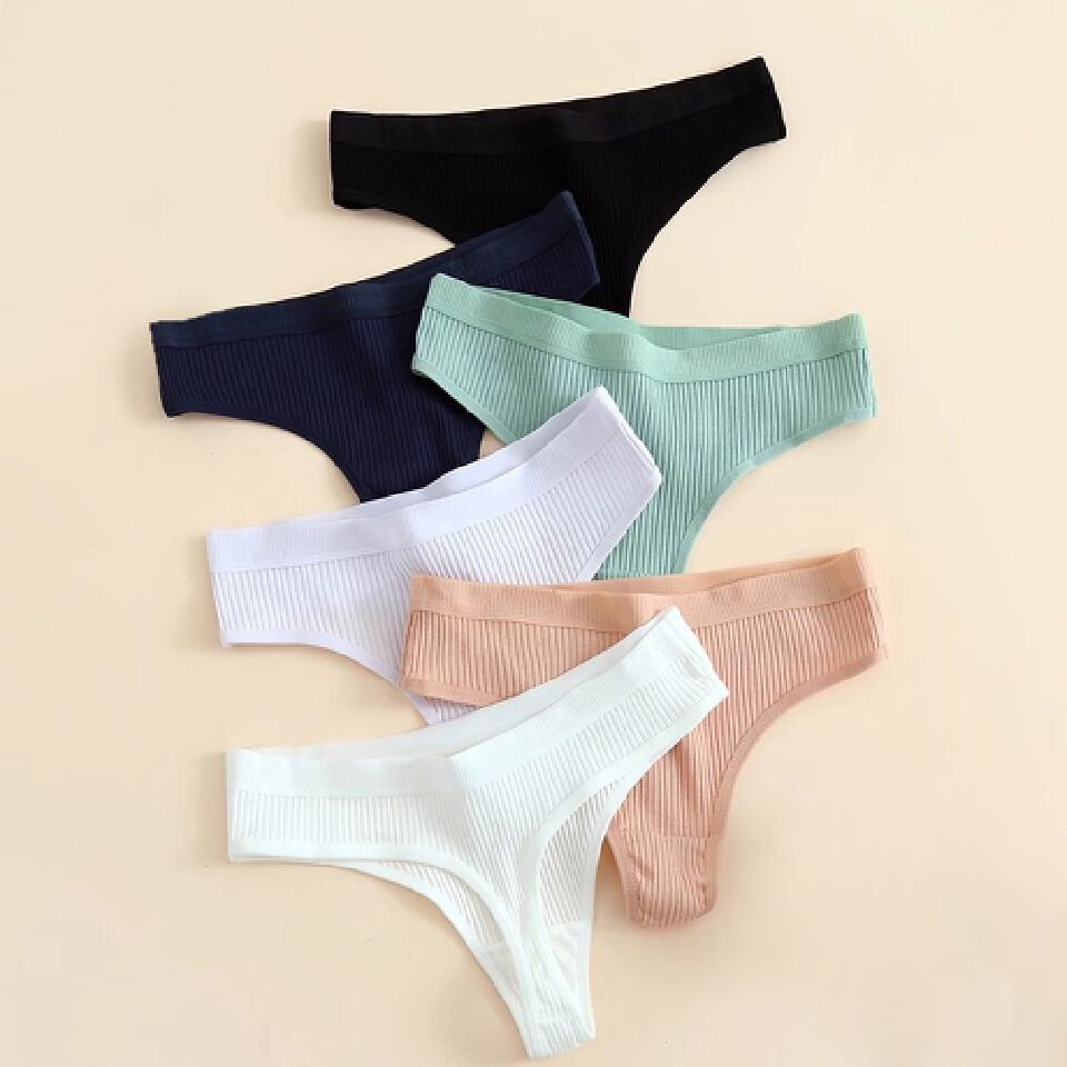 6-Pack Women's Seamless Ribbed Sports Panties, Breathable & Comfortable, Premium Cotton Blend Underwear for Daily Wear and Sports women clothes