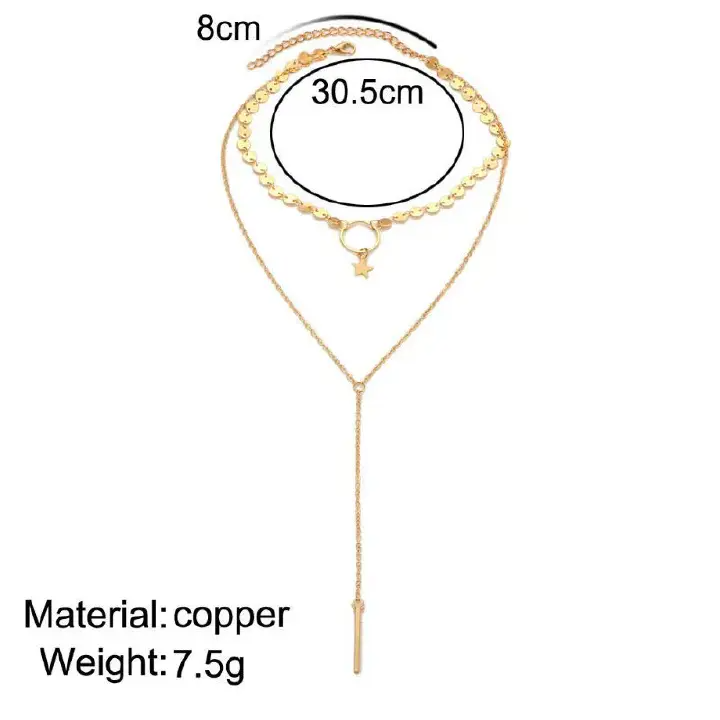 Gold Silver Sequins Long Tassel Star Choker Necklace Accessories For Women Jewelry Double Layer Chokers