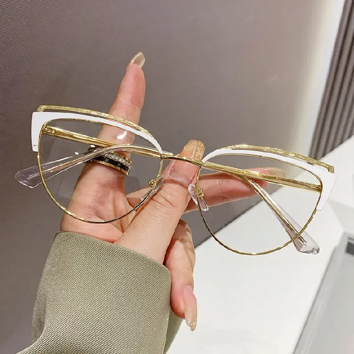 Metal Frame Fashion Women's Blue Anti-Light Cat Eye Computer ins Optical Glasses high quality women custom 1PC