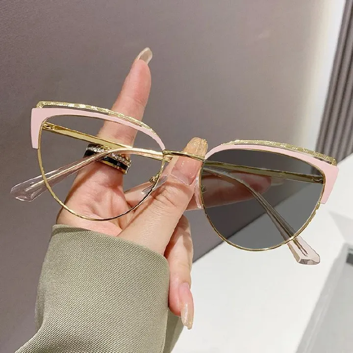 Metal Frame Fashion Women's Blue Anti-Light Cat Eye Computer ins Optical Glasses high quality women custom 1PC