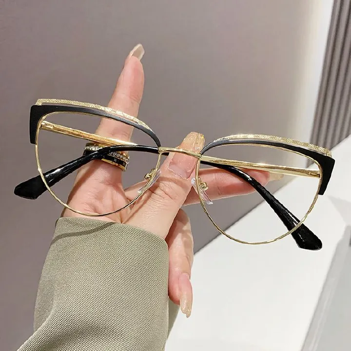 Metal Frame Fashion Women's Blue Anti-Light Cat Eye Computer ins Optical Glasses high quality women custom 1PC
