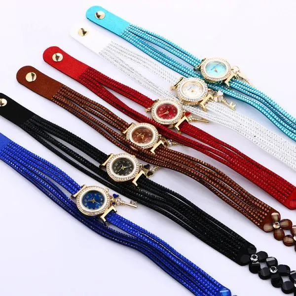 Luxury Women Bracelet Watch Lady Four Leaf Clover Jewelry Wrist Watches Rhinestone Clock Quartz Accessories Watches