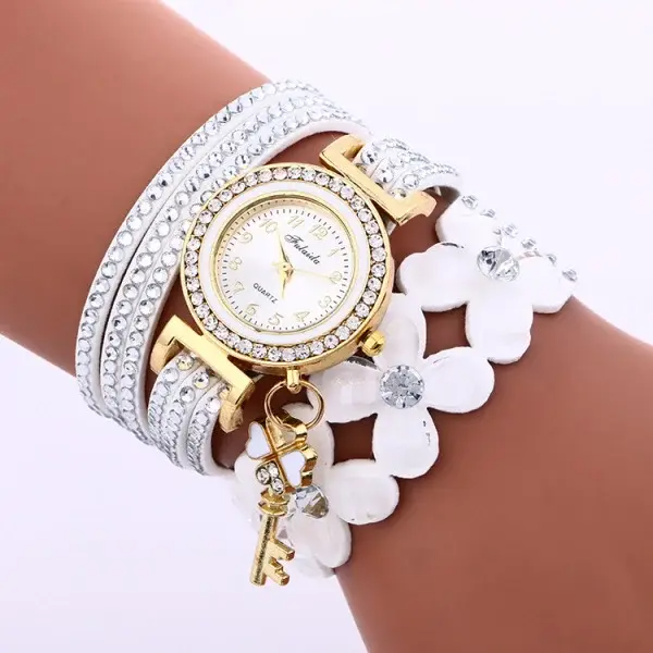 Luxury Women Bracelet Watch Lady Four Leaf Clover Jewelry Wrist Watches Rhinestone Clock Quartz Accessories Watches
