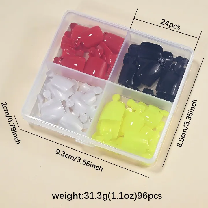 96Pcs-box Short Press On Toe Nails Red High Saturation Fake Toe Nails French/Solid Color Summer Toenails Delicate Nail for Daily