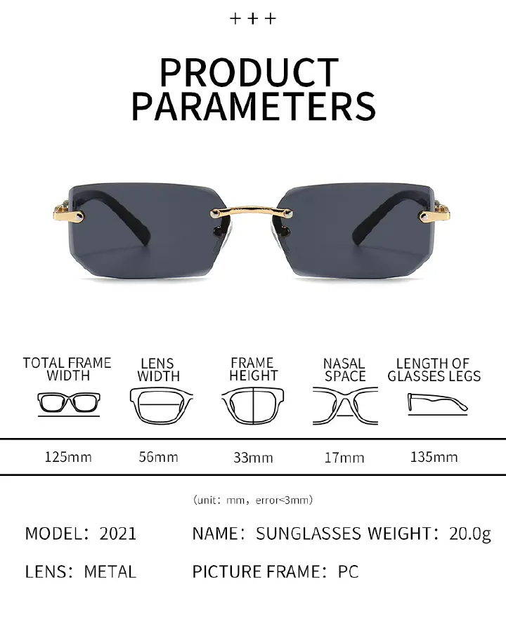 New Style Frameless Fashion Sunglasses European And American Trendy Trimmed Sunglasses Personalized Jelly Color Sunglasses For men women