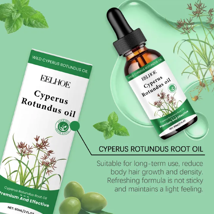Cyperus Rotundus Oil for Hair Removal, Reducing Body Hair Growth,Smooth Skin, 60ml Cyprus Oil with Dropper for All Skin Types