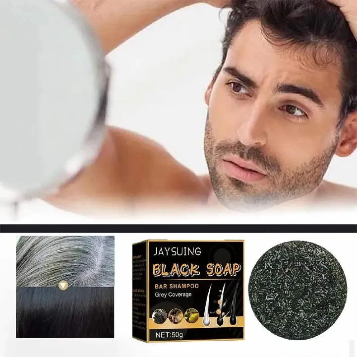 Grey Coverage Bar Shampoo Repair Gray White Hair Color Treatment Smoothing Nourishing Anti Dandruff Natural Hair Darkening Soap