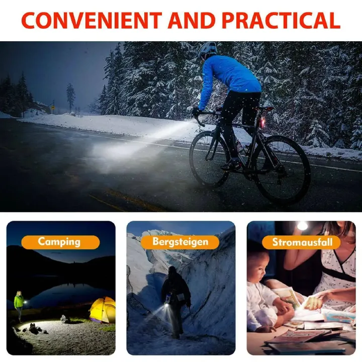 Bike Lights Set USB LED Rechargeable Waterproof Mountain Bike Headlight Bicycle Light Front Warning Cycling Accessorie