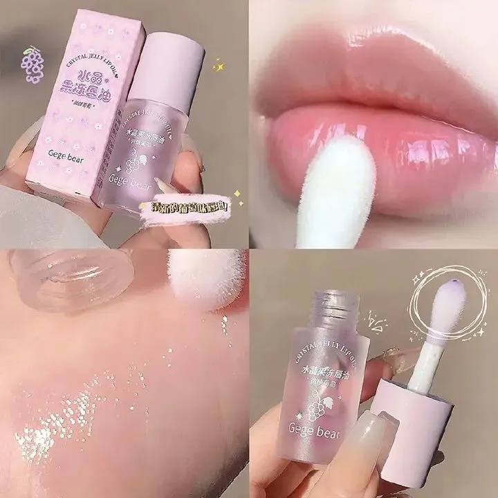 1PC Crystal Jelly Lip Oil Hydrating Plumping Lip Gloss Coat For Cute Makeup Lipsticks Tinted Clear Serum Fruit Lip Balm Cosmetics