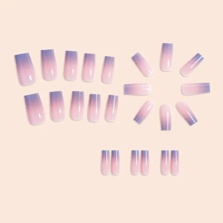 NEW 24pcs Wearable Fake Nails Color Change Reusable Stick On Nails Press on Full Cover False Nail Tips with Jelly Stickers Makeup Accessories