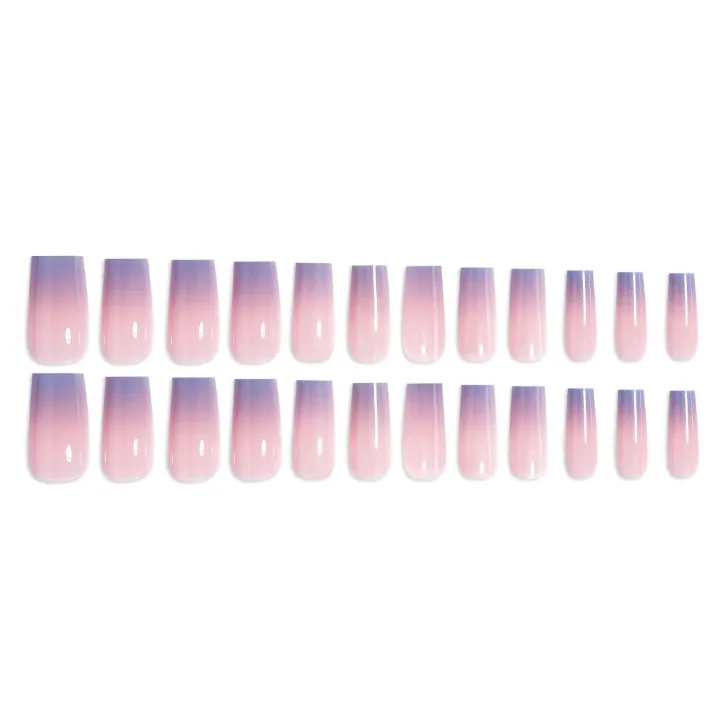 NEW 24pcs Wearable Fake Nails Color Change Reusable Stick On Nails Press on Full Cover False Nail Tips with Jelly Stickers Makeup Accessories