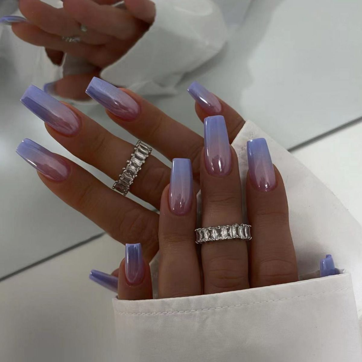 NEW 24pcs Wearable Fake Nails Color Change Reusable Stick On Nails Press on Full Cover False Nail Tips with Jelly Stickers Makeup Accessories