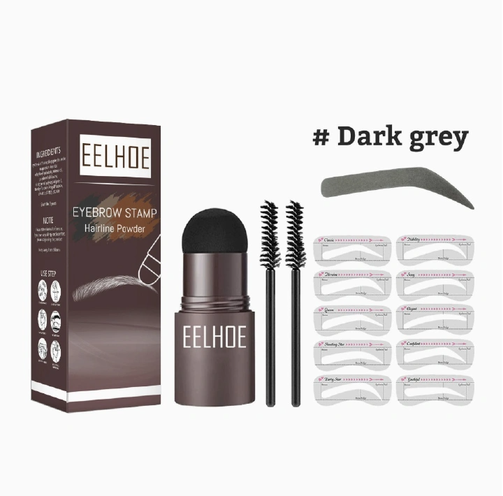 Eyebrow Stamp Stencil Kit - 10PCS One Step Eyebrow Shaping Kit, 2 Brushes, Professional Brow Powder Waterproof Long-Lasting Professional Makeup