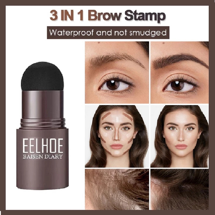 Eyebrow Stamp Stencil Kit - 10PCS One Step Eyebrow Shaping Kit, 2 Brushes, Professional Brow Powder Waterproof Long-Lasting Professional Makeup