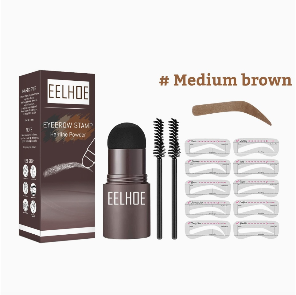 Eyebrow Stamp Stencil Kit - 10PCS One Step Eyebrow Shaping Kit, 2 Brushes, Professional Brow Powder Waterproof Long-Lasting Professional Makeup
