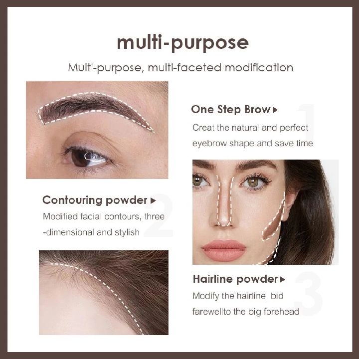 Eyebrow Stamp Stencil Kit - 10PCS One Step Eyebrow Shaping Kit, 2 Brushes, Professional Brow Powder Waterproof Long-Lasting Professional Makeup