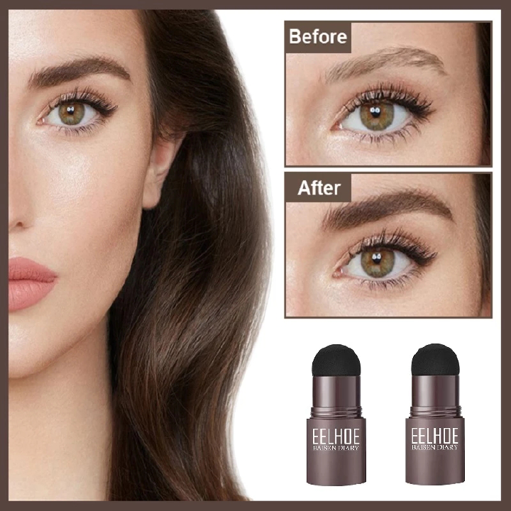 Eyebrow Stamp Stencil Kit - 10PCS One Step Eyebrow Shaping Kit, 2 Brushes, Professional Brow Powder Waterproof Long-Lasting Professional Makeup