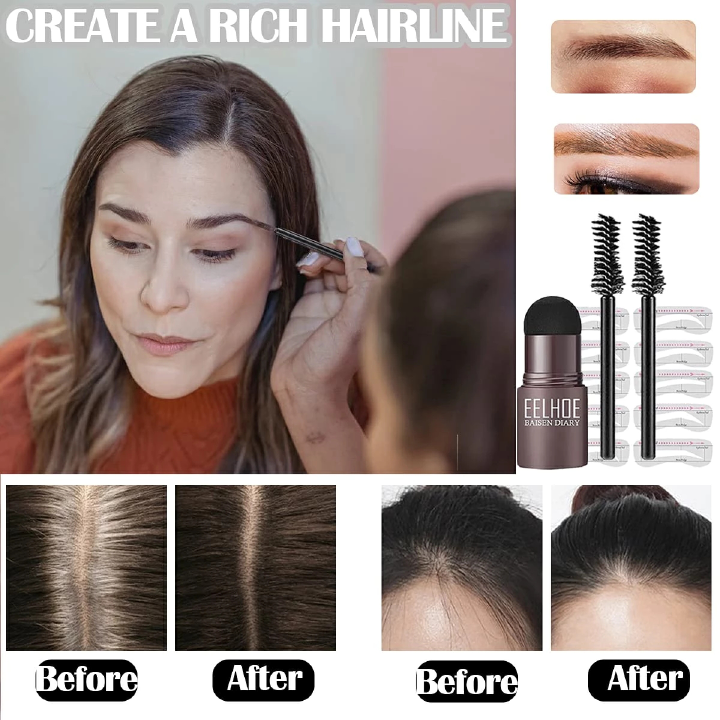 Eyebrow Stamp Stencil Kit - 10PCS One Step Eyebrow Shaping Kit, 2 Brushes, Professional Brow Powder Waterproof Long-Lasting Professional Makeup