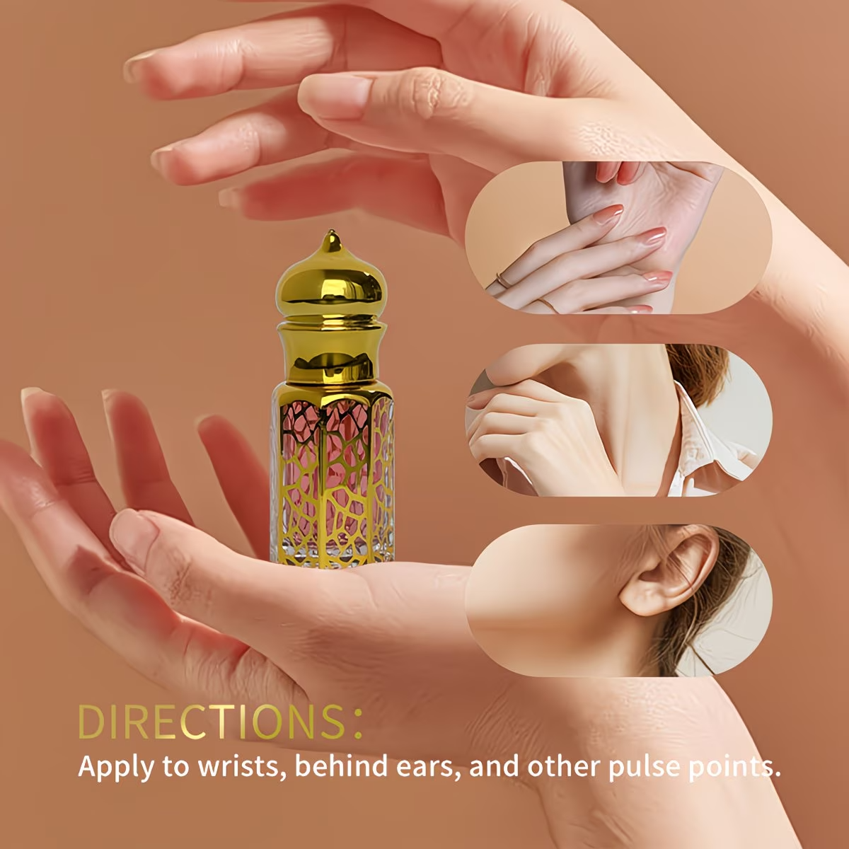 [Desert Princess Private Collection Fragrance] Middle Eastern Saudi Dubai Arabic Style Oriental Alcohol-Free Rollerball Women'S Perfume | with Orchid Vanilla Scent | Exquisite Design to Carry Around