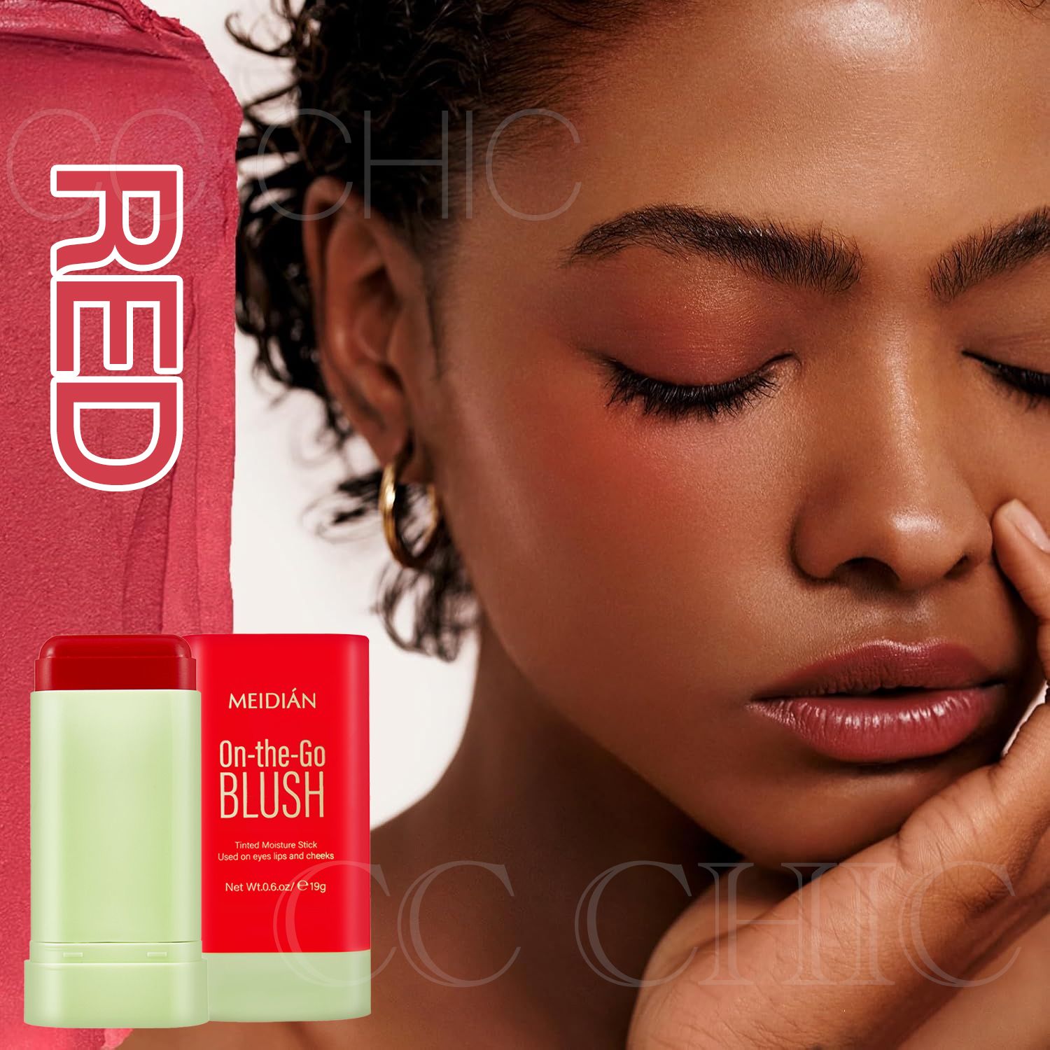 1PC Dotted Blush Stick Natural Nude Contour Brightening Complexion Blush Blush 19g