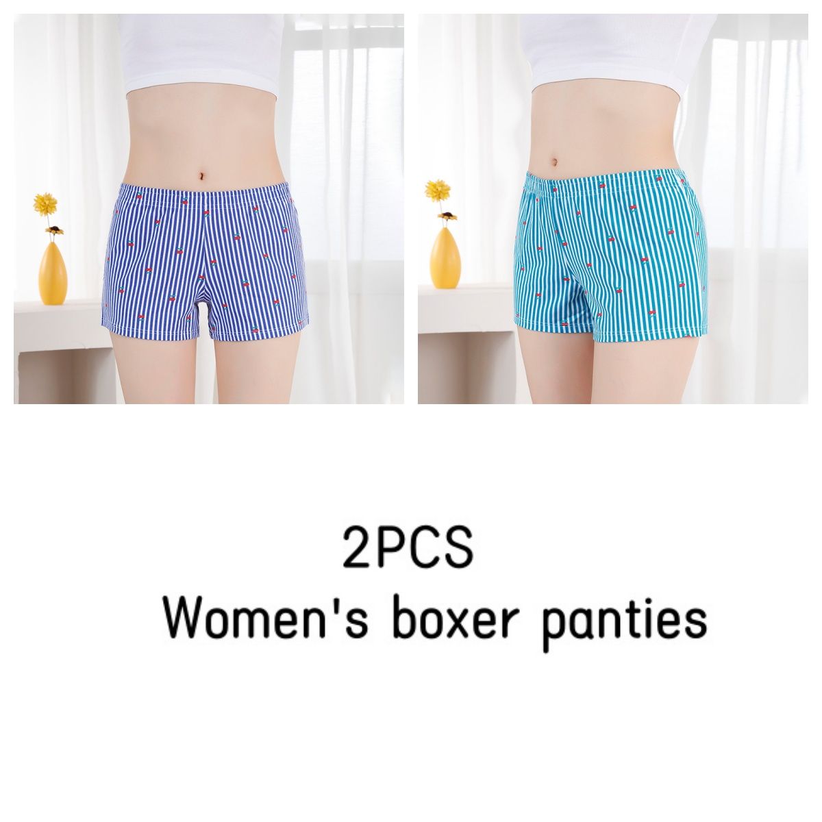 Women's underwear cotton breathable loose-fitting boxer shorts girls casual plus size four corner shorts girls personalized Boxers pants ladies homewear shorts pajama pants（choose one size larger）